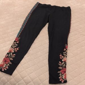 JW ANDERSON Black Leggings with Floral Embroidery